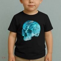 Blue Marble Patterned Skull Toddler T-Shirt thumb 2