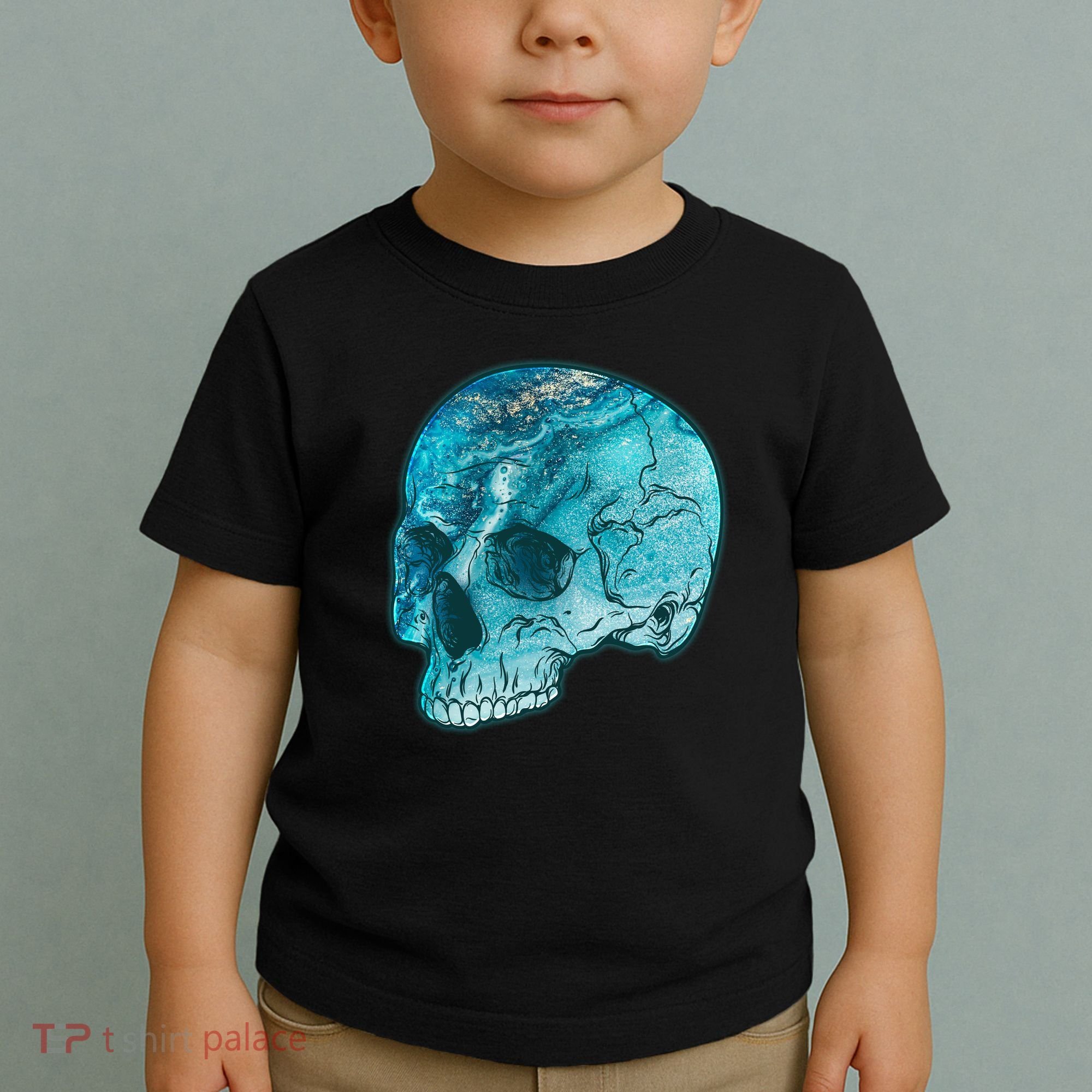 Blue Marble Patterned Skull Toddler T-Shirt
