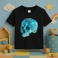 Blue Marble Patterned Skull Toddler T-Shirt thumb 3