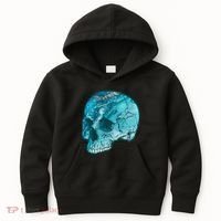 Blue Marble Patterned Skull Kids Hoodie thumb 0