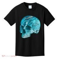 Blue Marble Patterned Skull Kids T-Shirt thumb 0