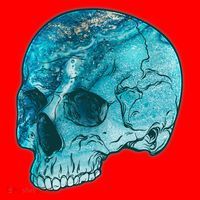 Blue Marble Patterned Skull Santa Hat thumb 1