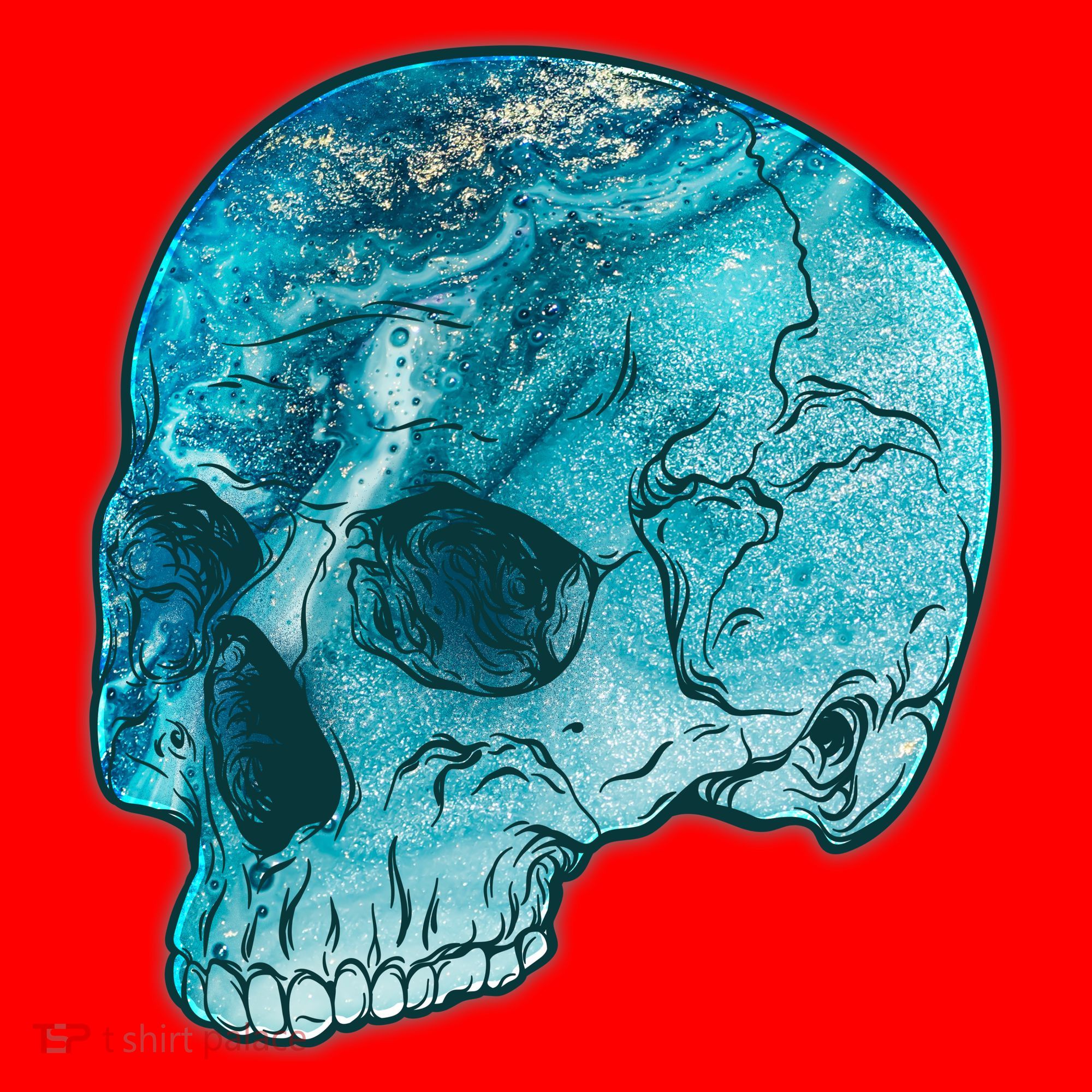 Blue Marble Patterned Skull Santa Hat
