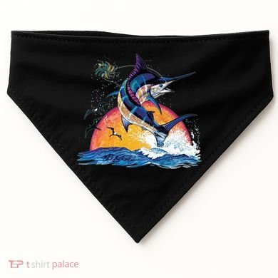 Blue Marlin Fish Sunset USA-Made Doggie Bandana