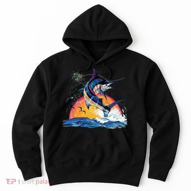 Blue Marlin Fish Sunset Hoodie