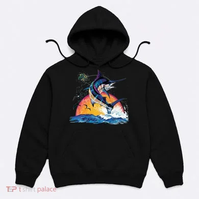 Blue Marlin Fish Sunset Hoodie