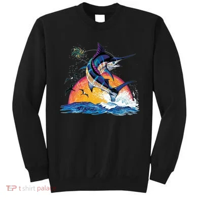 Blue Marlin Fish Sunset Sweatshirt