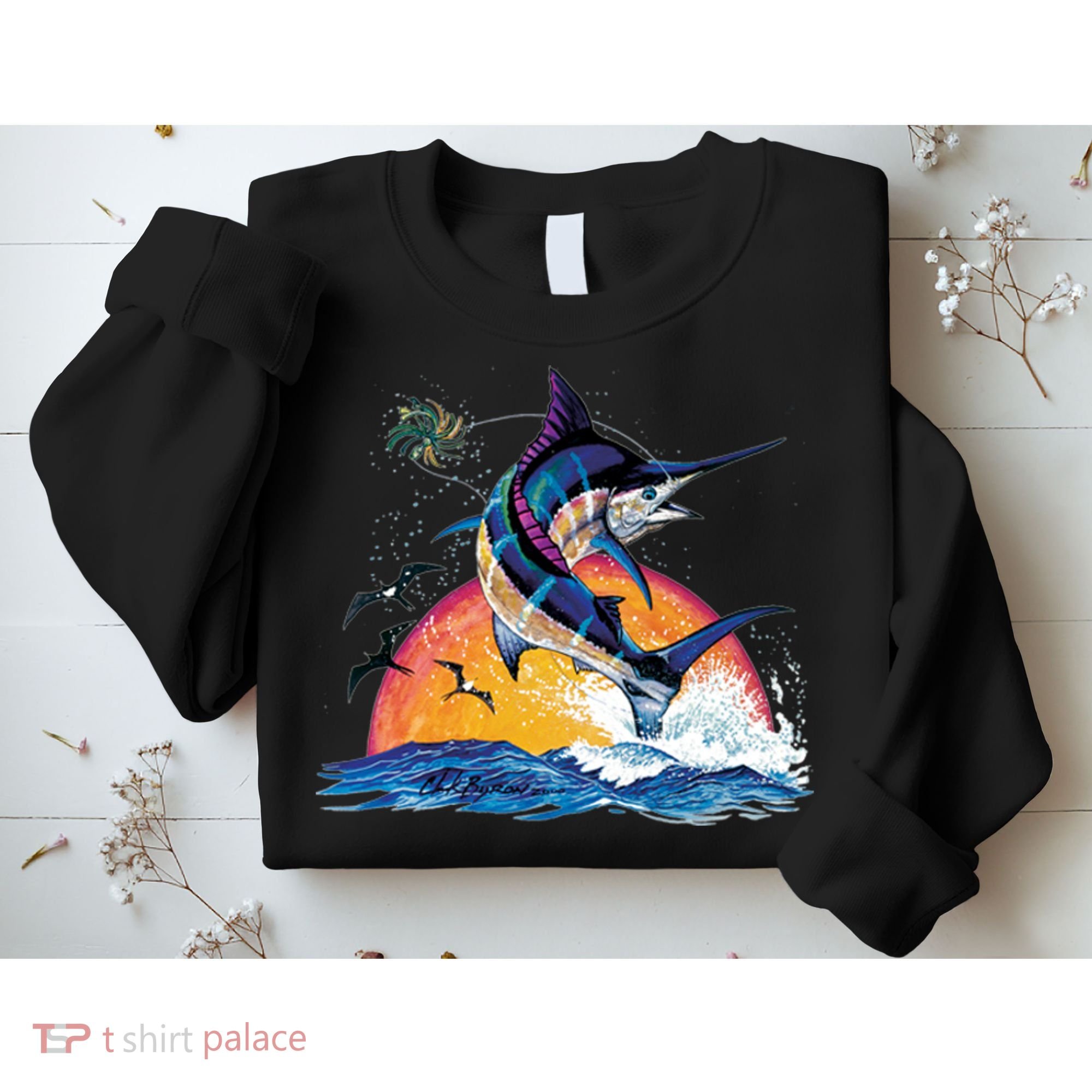 Blue Marlin Fish Sunset Sweatshirt