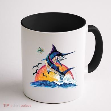 Blue Marlin Fish Sunset Coffee Mug back