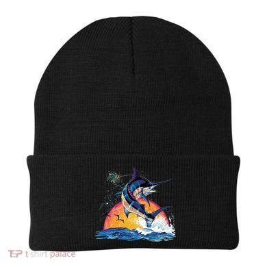 Blue Marlin Fish Sunset Beanie