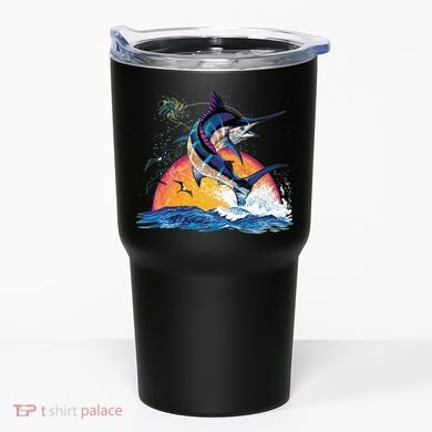 Blue Marlin Fish Sunset Tumbler