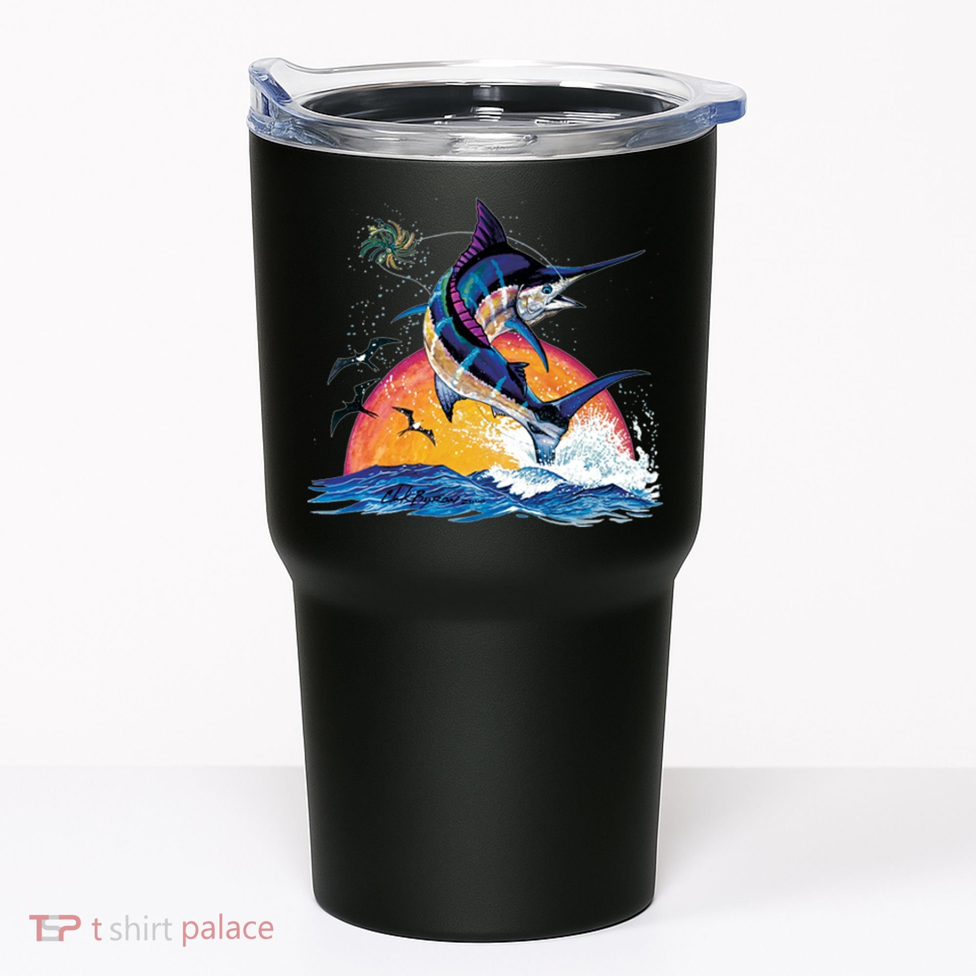 Blue Marlin Fish Sunset Tumbler