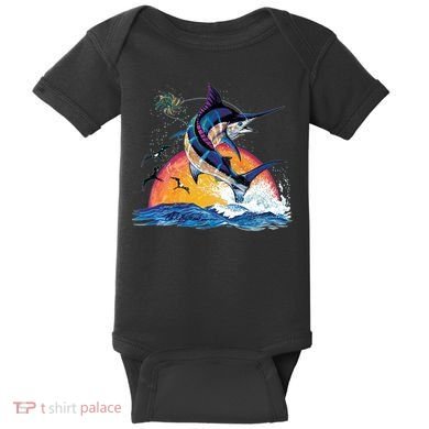 Blue Marlin Fish Sunset Baby Bodysuit