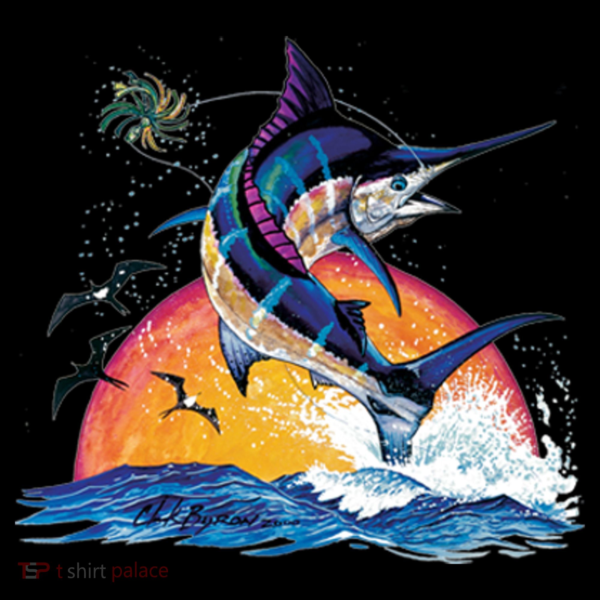 Blue Marlin Fish Sunset Baby Bodysuit