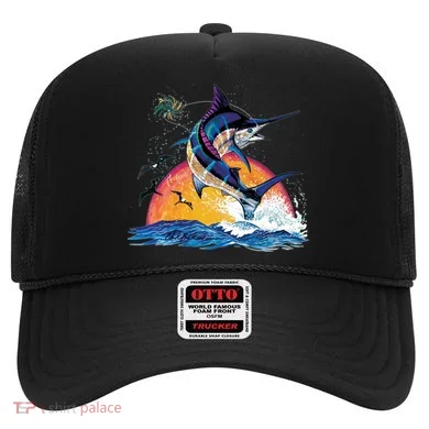 Blue Marlin Fish Sunset Hat
