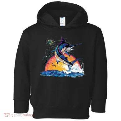 Blue Marlin Fish Sunset Toddler Hoodie