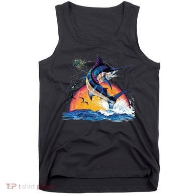 Blue Marlin Fish Sunset Tank Top