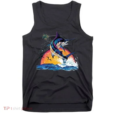 Blue Marlin Fish Sunset Tank Top