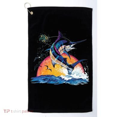 Blue Marlin Fish Sunset Golf Towel
