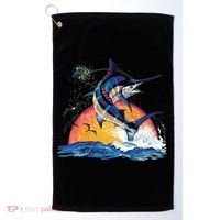 Blue Marlin Fish Sunset Golf Towel thumb 0