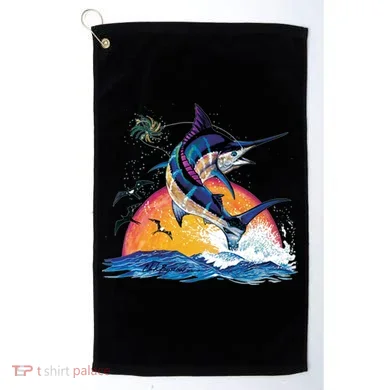 Blue Marlin Fish Sunset Golf Towel
