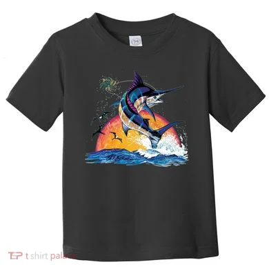 Blue Marlin Fish Sunset Toddler T-Shirt