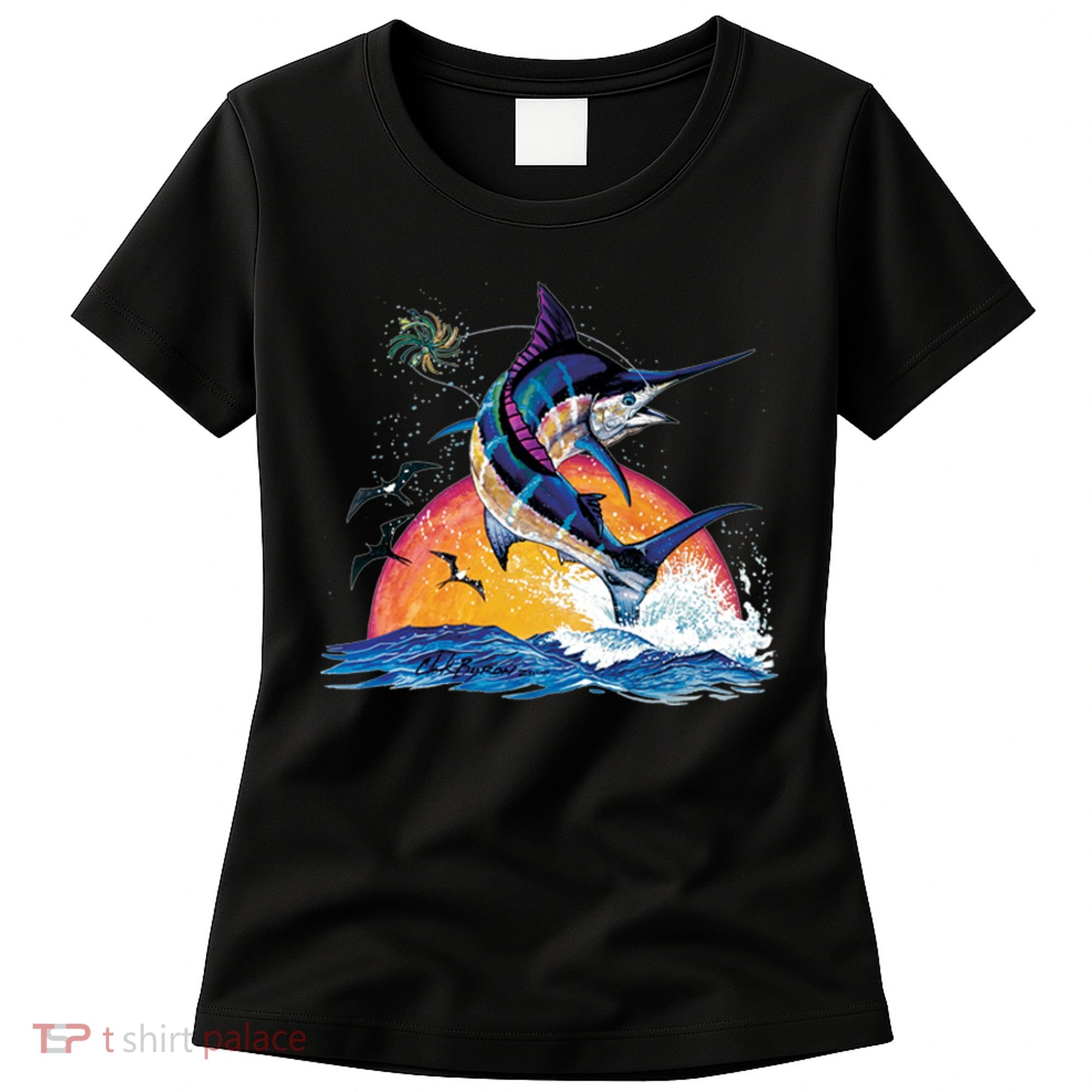Blue Marlin Fish Sunset Women's T-Shirt