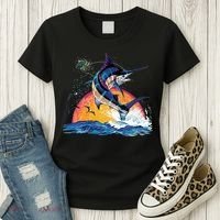 Blue Marlin Fish Sunset Women's T-Shirt thumb 3