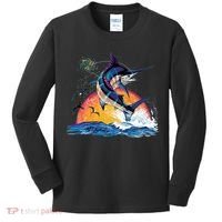 Blue Marlin Fish Sunset Kids Long Sleeve Shirt thumb 0