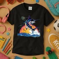 Blue Marlin Fish Sunset Kids T-Shirt thumb 3