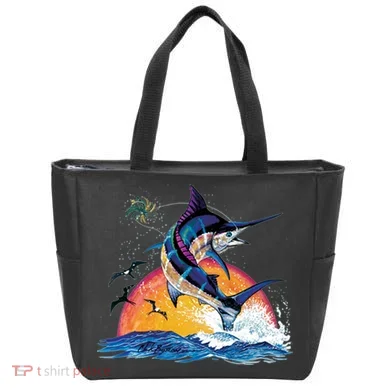 Blue Marlin Fish Sunset Tote Bag