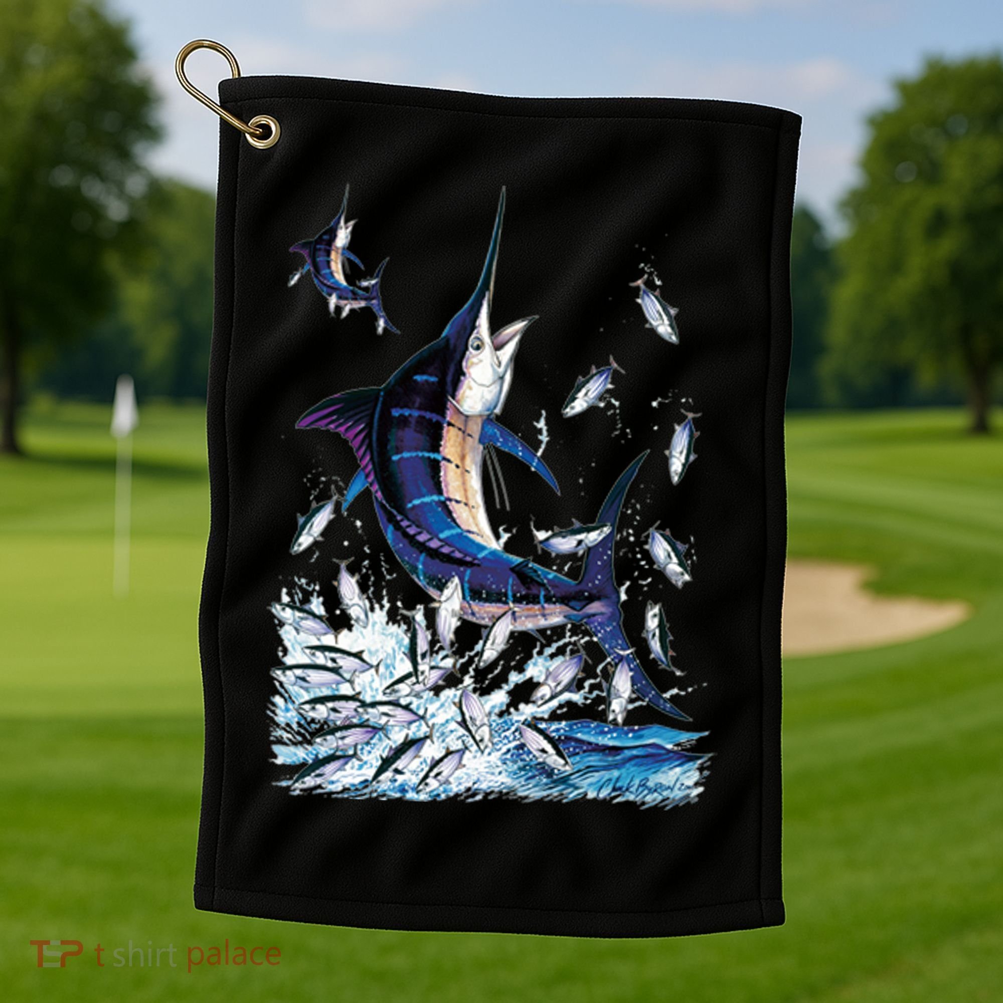 Blue Marlin Fishing Golf Towel