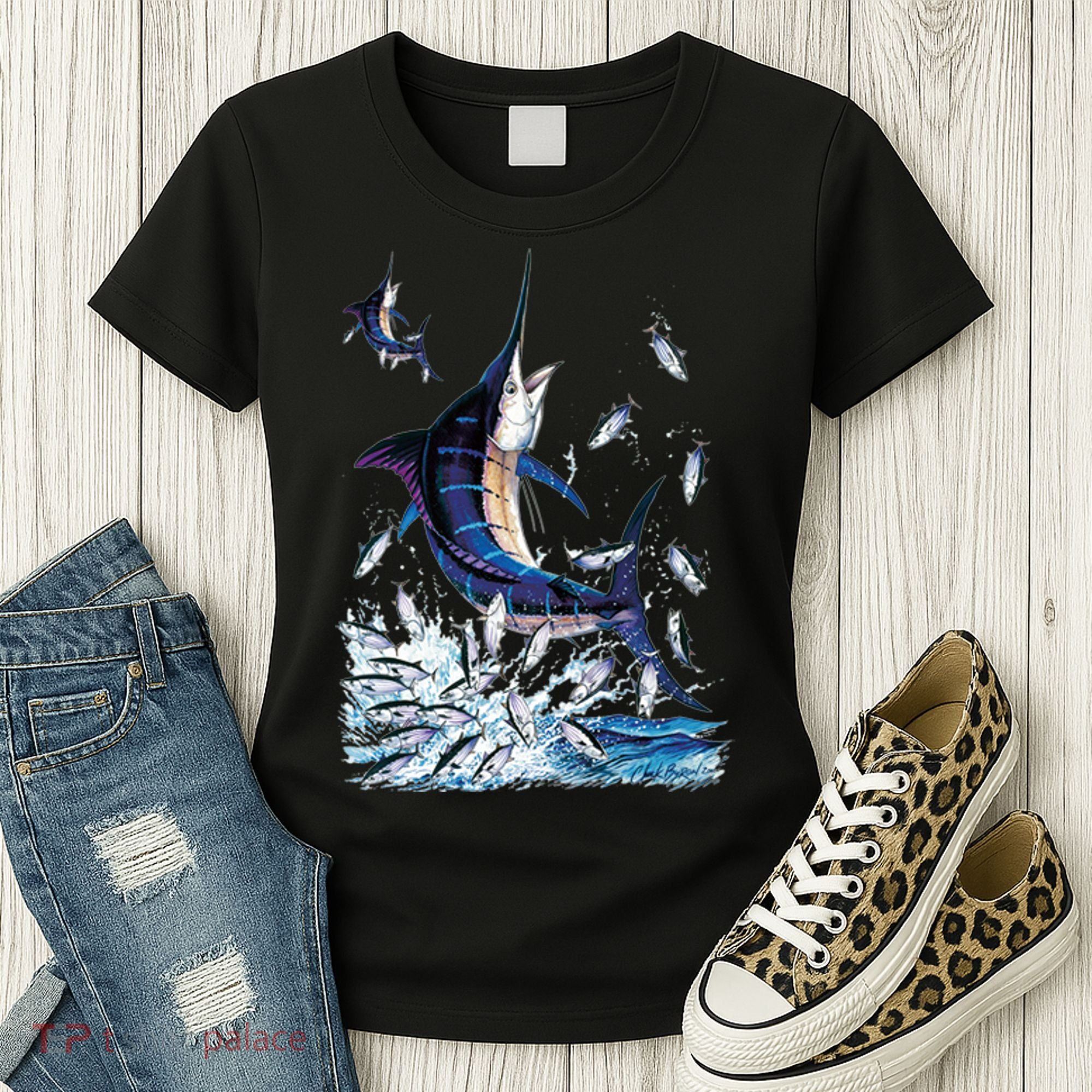 Blue Marlin Fishing Women's T-Shirt