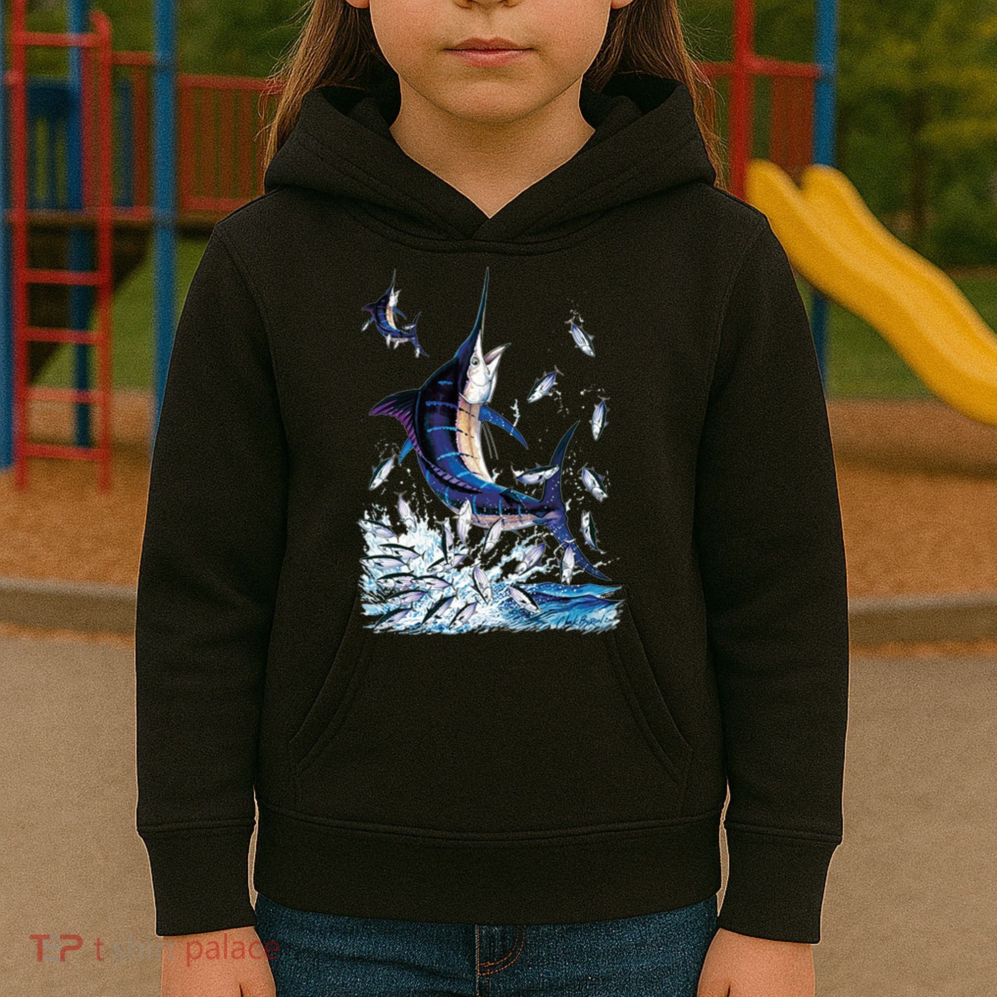 Blue Marlin Fishing Kids Hoodie