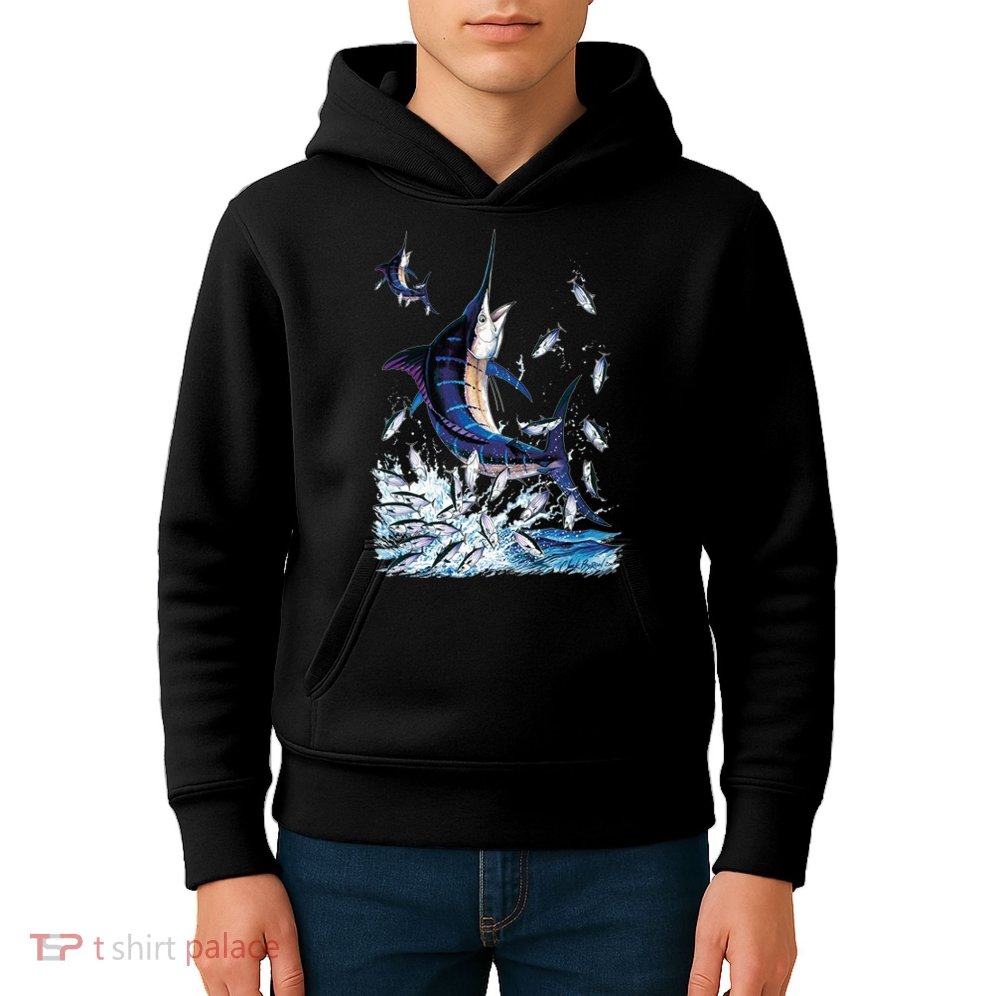 Blue Marlin Fishing Kids Hoodie