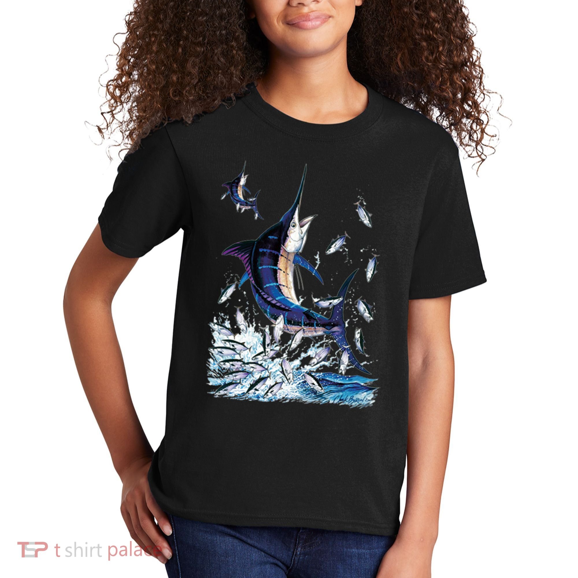 Blue Marlin Fishing Kids T-Shirt