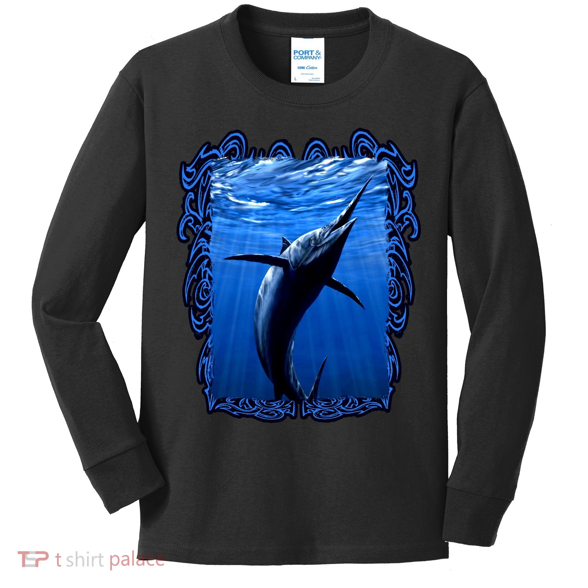 Blue Marlin Underwater Kids Long Sleeve Shirt