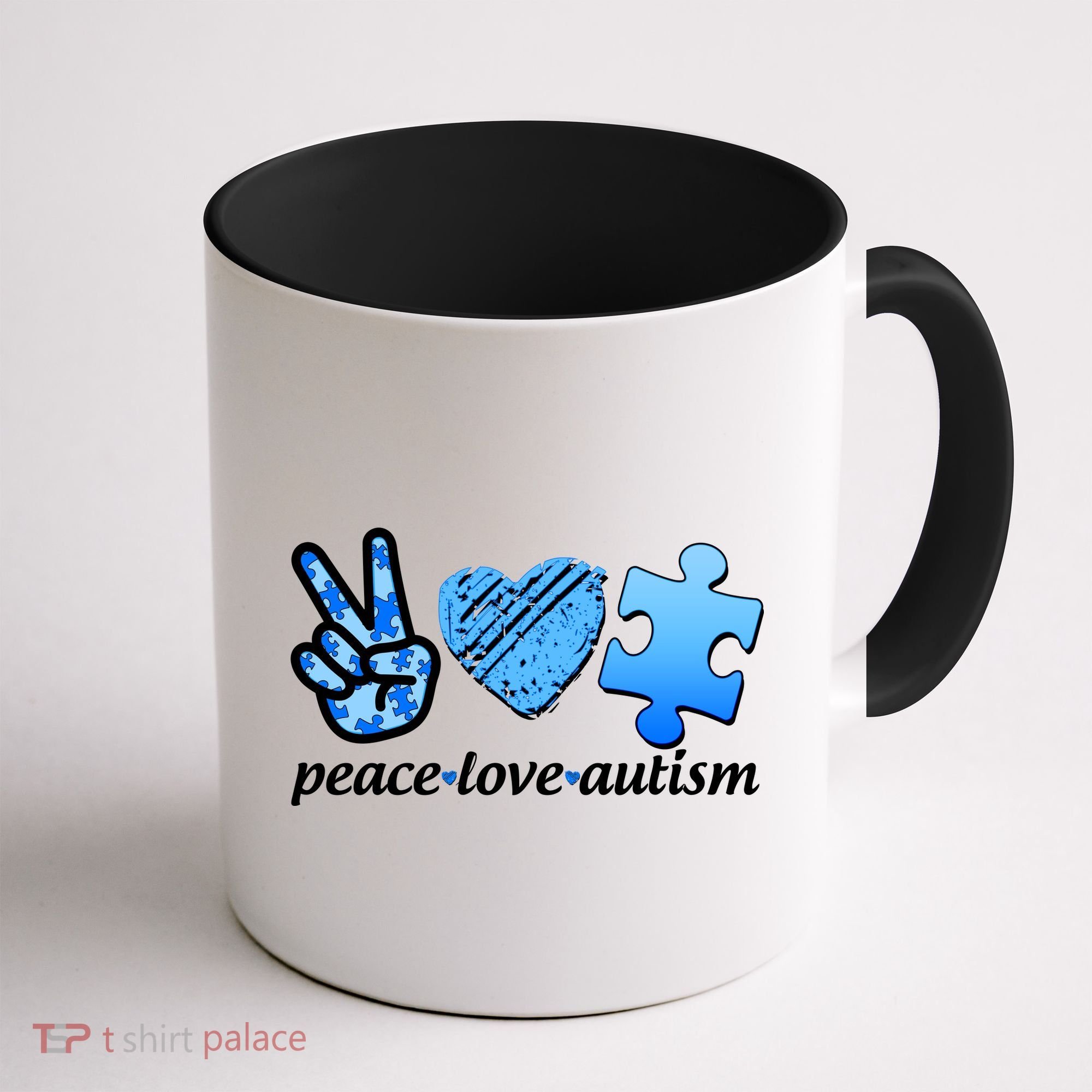 Blue Peace Love Autism  Coffee Mug