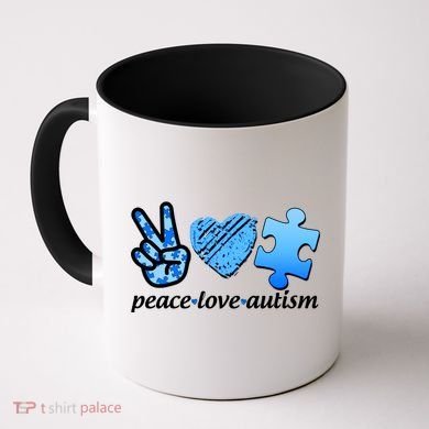 Blue Peace Love Autism  Coffee Mug