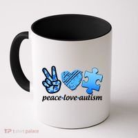 Blue Peace Love Autism  Coffee Mug thumb 0