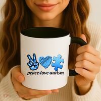 Blue Peace Love Autism  Coffee Mug thumb 3