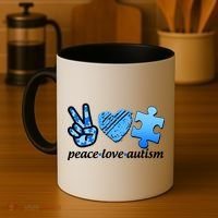 Blue Peace Love Autism  Coffee Mug thumb 4