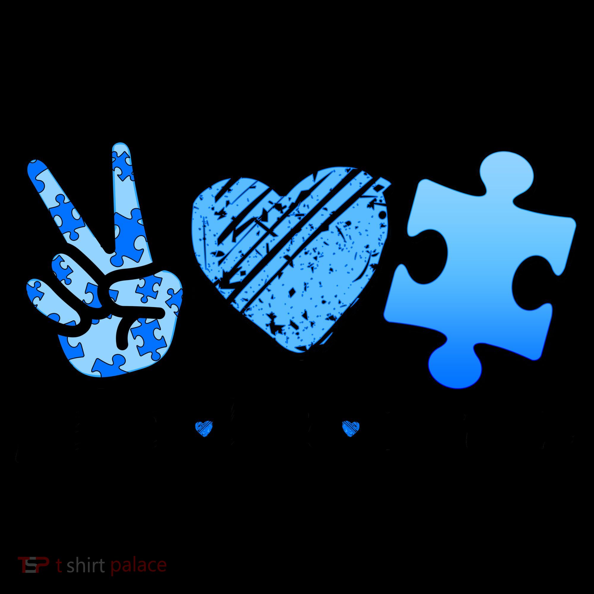 Blue Peace Love Autism  Coffee Mug