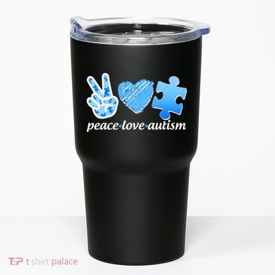 Blue Peace Love Autism  Tumbler