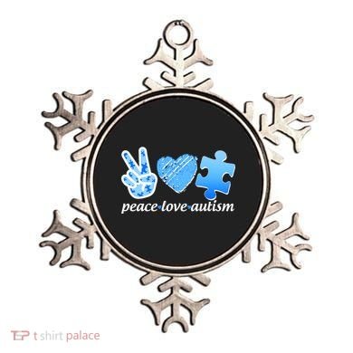 Blue Peace Love Autism  Ornament