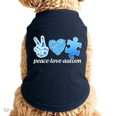 Blue Peace Love Autism  Doggie Tank