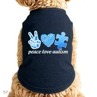 Blue Peace Love Autism  Doggie Tank thumb 0