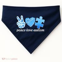 Blue Peace Love Autism  USA-Made Doggie Bandana thumb 0