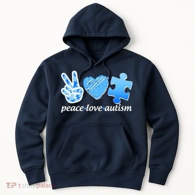 Blue Peace Love Autism  Hoodie