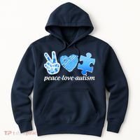 Blue Peace Love Autism  Hoodie thumb 0